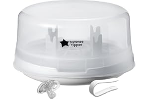 Tommee Tippee Microwave Steam Sterilizer for Baby Bottles and Accessories, Kills Viruses and 99.9% of Harmful Microbes, 4-Minute Sterilisation Cycle