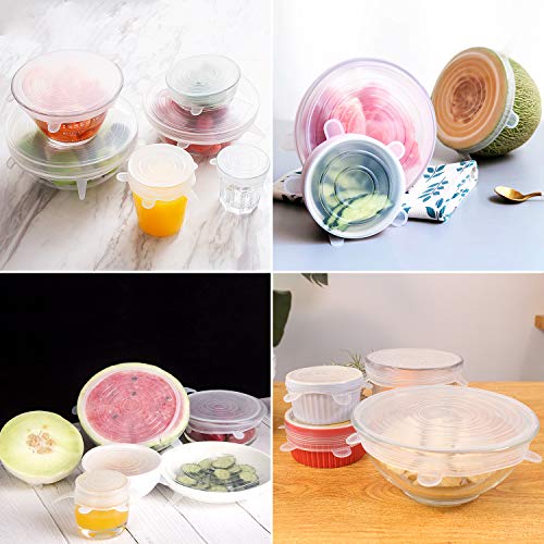 GARDWEN Silicone Stretch Lids Reusable, Kitchen Airtight Food Storage Covers, 6 Sizes Seal Bowl Stretchy Wrap Cover, Keep Food Fresh for Containers, Cups, Cans,Plates, Microwave, Dishwasher Safe