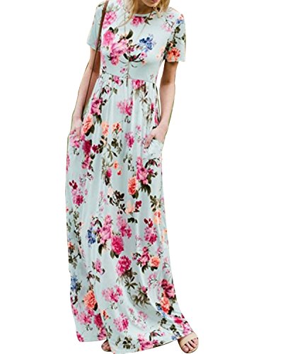 Tempt Me Fashion Women Floral Short Sleeve Maxi Dress Tunic Floor-Length Dress