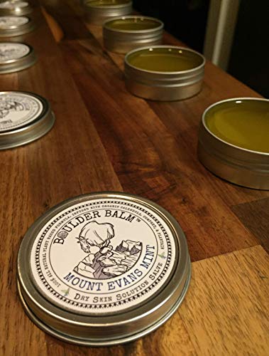Boulder Balm: Dry Skin Salve for Active Hands & Body Hemp Oil Herb Infused Healing Balm Handcrafted for Rock Climbing (Mount Evans Mint Scent) 2oz Tin