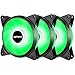 upHere 3-Pack 120mm 3-Pin High Airflow Quiet Edition Green LED Case Fan for PC Cases, CPU Coolers, and Radiators T3GN3-3