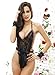 Amilia Halter Lace Deep V Neck Naughty Maid Uniform Strappy Bondage Sexy Lingerie