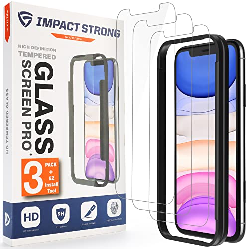 ImpactStrong Shatterproof Tempered Glass Screen Protector for iPhone 11  Pro, iPhone XS, iPhone X [Easy Install