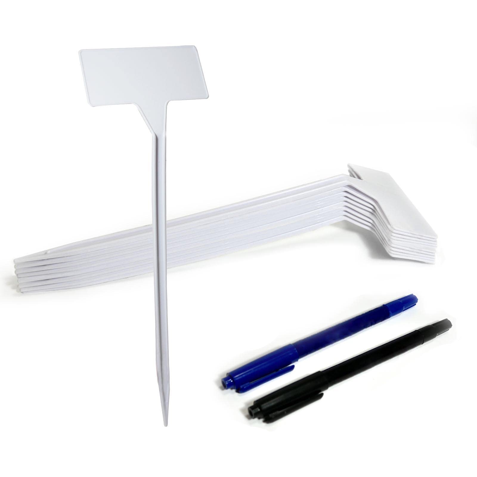 CUWELT 30Pcs Plastic Plant Labels 30cm, White Curved T-Type Markers, Waterproof Thick Garden Tags, Plant Markers Seed Signs with 2 Writing for Seed Potted Herb Flower Vegetable