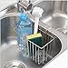 SANNO Kitchen Sink Sponge Holder,in Sink Caddy Utensil Holder Brush Soap Dish Washing Organizer Tray Liquid Drainer Rack - Stainless Steel