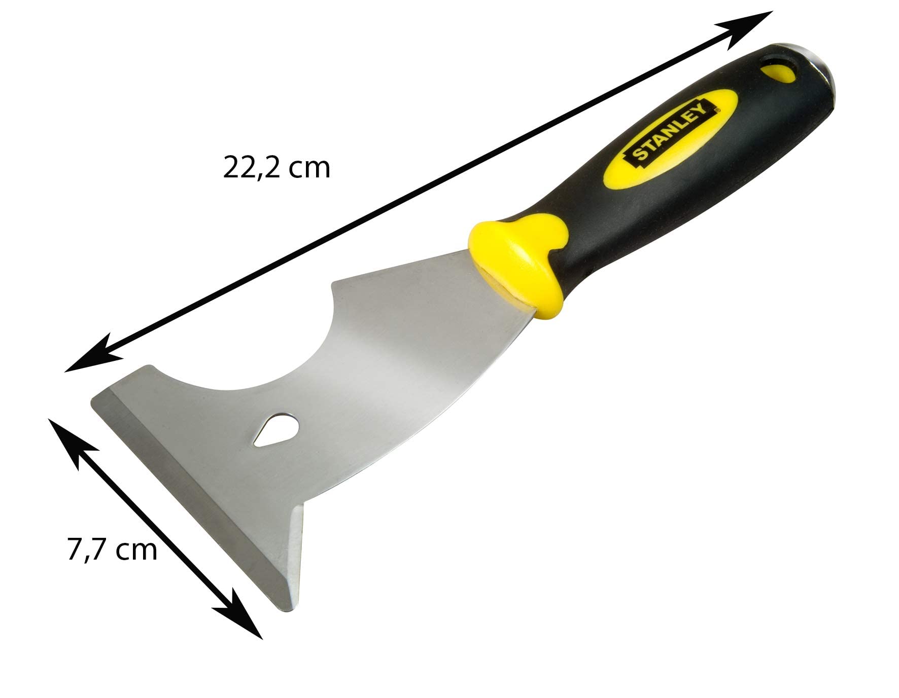 STANLEY Multifunktionsspachtel Spachtel für Werkstatt(22,4 cm Länge, 76 mm Klingenbreite, Spitzklinge, Bi-Material Handgriff) 0-28-206 3