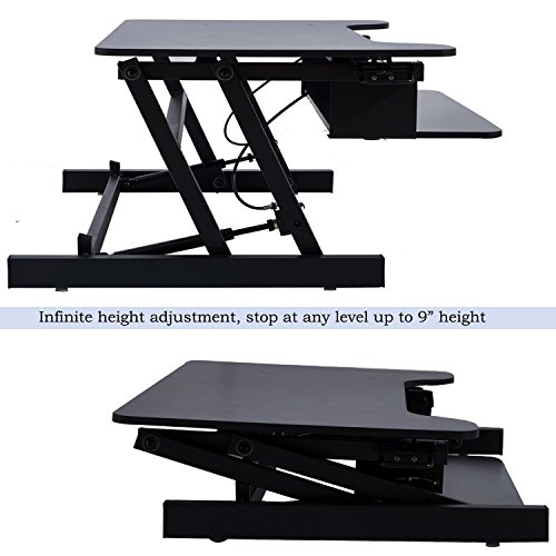 Adjustable 32'' Standing Desk, JOYBASE Ergonomic Stand-Up Desk Converter, Tabletop Monitor Laptop Riser Platform Station (Black)