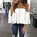Canserin Women Blouse, Women's Chiffon Long Sleeve T-Shirt Tops Casual Off Shoulder Blouse Pullover (S, White)
