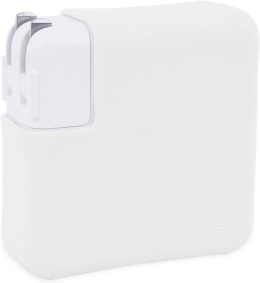 JRCMAX Charger Case, Soft Thin Silicone Charger Protector Case for MacBook Pro 16" (A2141) and 2016+ MacBook Pro 15" Touch Bar (A1707/A1990), 2013-2015 MacBook Pro 15" with Retina (A1398)-White