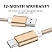 AreaJD 2Pack 6ft Braided Micro USB 2.0 Type C Cable with Reversible Connector for New Macbook 12'', Nexus 6P, 5X, OnePlus 2, Lumia 950, 950XL, ChromeBook Pixel, Nokia N1 (Golden and Pink)