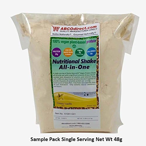 100% Vegan Plant-Based Protein - Creamy Vanilla Nutritional Shake - Pea &amp; Hemp Protein, Sample Pack Single Serving 48g