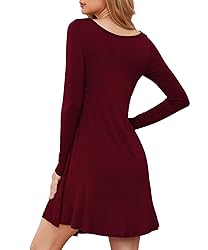DEARCASE Women's T-Shirt Dress Wine Red X-Large