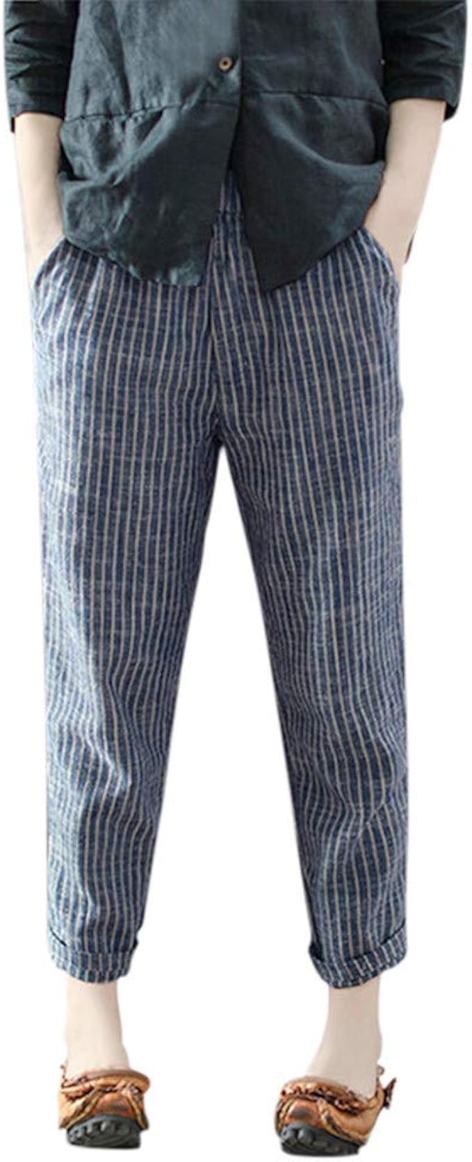 plus size striped trousers