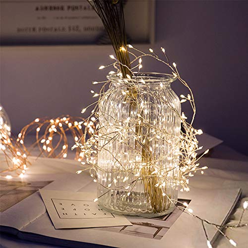 1M Led Catena Luminosa Luci Stringa String Lights Firefly Catena di Filo di Rame con 100 LEDs Impermeabile USB Natale per Esterni e Interni, Feste, Matrimonio, Casa, Luce Gialla Calda