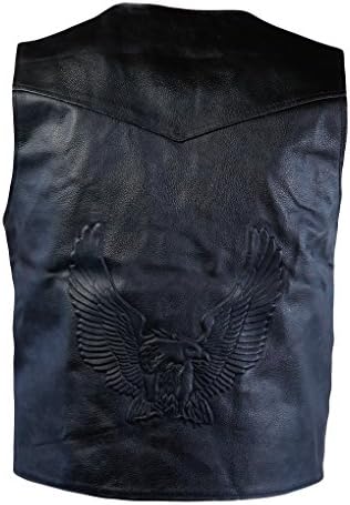 Leather vest made from real calf leather with eagle stamping (M)