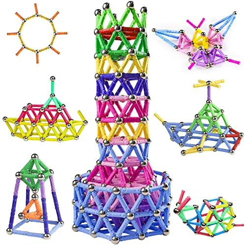 Jvchengxi 320 Pieces Magnetic Constructions Kids, Magnetic Building Blocks Sticks, Montessori Stackable Construction Toys, Educational Toys Gifts Set for Adults and Children