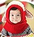 Lovely Winter Baby Kids Girls Boys Warm Woolen Coif Hood Scarf Caps Hats Red