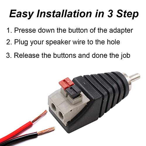 20-Pack Speaker Wire Cable to Audio Male RCA Connector Adapter Plug Jack