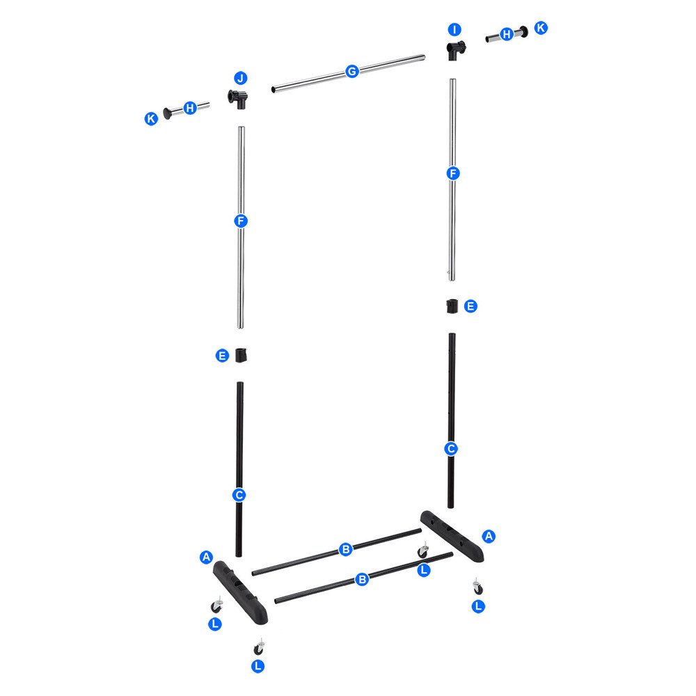 RichStar Single Rod Clothes Rack Adjustable Garment Rack-with Commercial Grade Casters,Black&Chrome