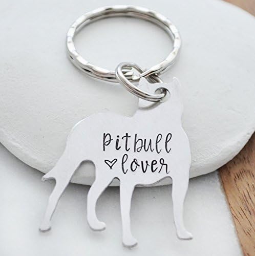 Custom Pitbull Keychain Lover Not a Fighter Dog Key Ring Pet ID Tag Gift for Pit Bull Rescue Adopt
