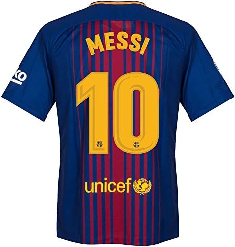 Caijianqing Messi 10# 2017/2018 Barcelona Home Jersey Color Red/Blue Men Size L