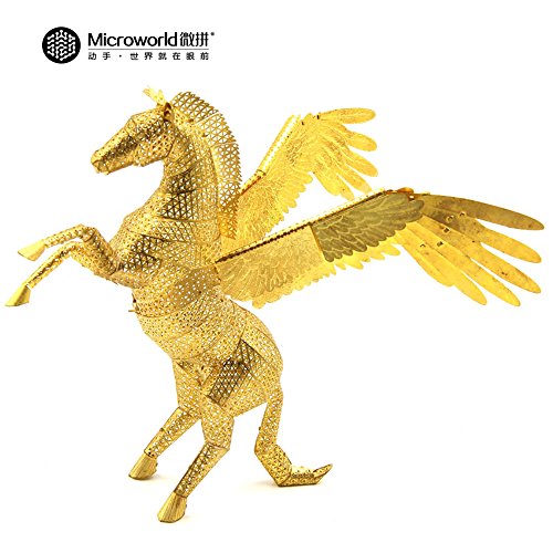 2016 Microworld 3D Metal Puzzle Pegasus Fly Horse Model Z004 DIY 3D Laser Cut Jigsaw Toys For Audit - Gold
