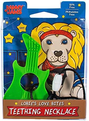 Jammy Jams Lobie's Love Bites, Guitar Teething Necklace, Green