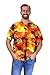 V.H.O Funky Hawaiian Shirt For Men Short Sleeve Front-Pocket Surf, Orange