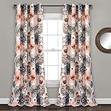 Lush Decor Room Darkening Window Curtain Panel Pair Leah Floral Insulated Grommet, 84