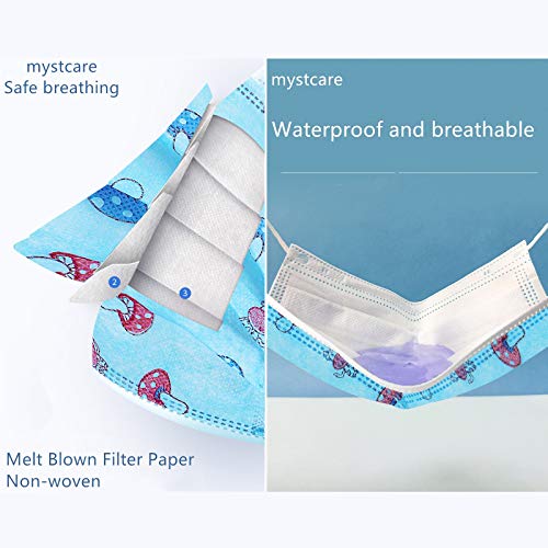mystcare Kids Disposable Face Mask 50 Pack Ages 512 Filter 3Layer