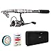 PLUSINNO Fishing Rod and Reel Combos - Carbon Fiber Telescopic Fishing Pole - Spinning Reel 12 +1 Shielded Bearings Stainless Steel BB (Full Kit with Carrier Bag, 1.8M 5.91FT)