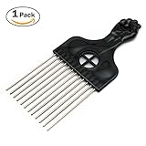 Afro Pick Lift Black Fist Metal Hair Comb, Detangle Wig Braid Hair Styling Comb for African by OSMOFUZE (Square, 1 Pack)