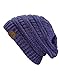 NYFASHION101 Unisex Multicolor Warm Cable Knit Thick Slouch Beanie Cap, Purple/Navy