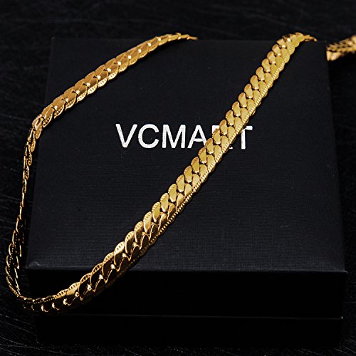 vcmart 18K Gold Plated 6mm Wide Snake Chain Necklace Men Jewelry, 20"