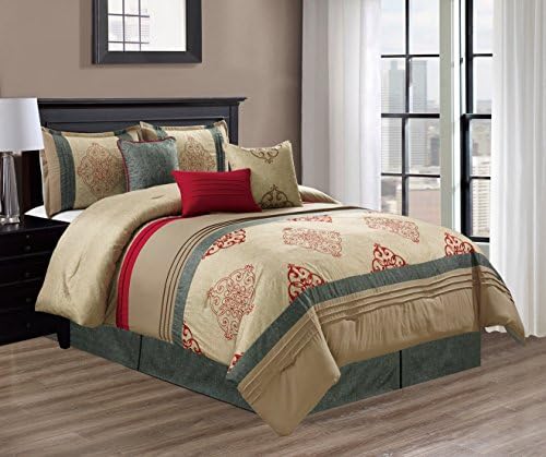 JBFF 7 Piece Oversize Luxury Microfiber Bed in Bag Microfiber Comforter Set, King