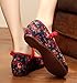 AvaCostume Womens Flower Painting Flats Mary Jane Qipao Dress Shoes, Black 37