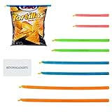 Chip Clips Plastic Bag Sealer Sticks by Kitchen Gadgets - 8 Pack, 4 sizes - Super Easy - Fold the Top of a Bag and Slide On a Bag Sealer Stick - Keeps Food Fresh - Thin, Compact, Reusable, Durable