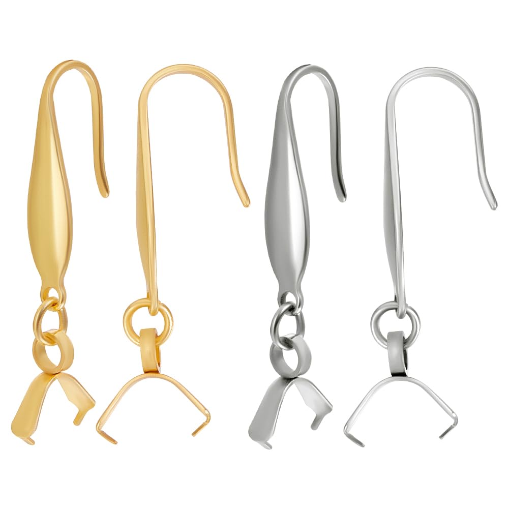 Beebeecraft 1 Box 44Pcs Ear Wires Stainless Steel 2 Colors French Earring Hook with Ice Pick Pinch Bails for Women Halloween Christmas DIY Jewelry Making