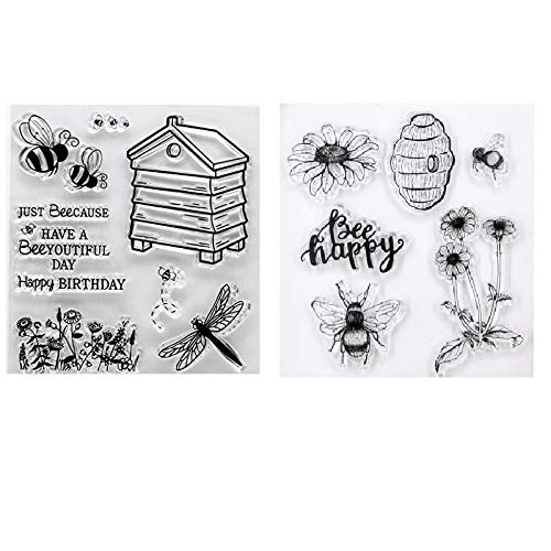 Welcome to Joyful Home 2pc/Set Happy Bees Nest House Clear Stamp for Card Making Decoration and Scrapbooking 11x16cm