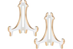 Artliving 2 Pack 5inch White Gold Thicken Acrylic Easels Display Stand Plate Stand Holder display Pictures Frame ,Decorative 