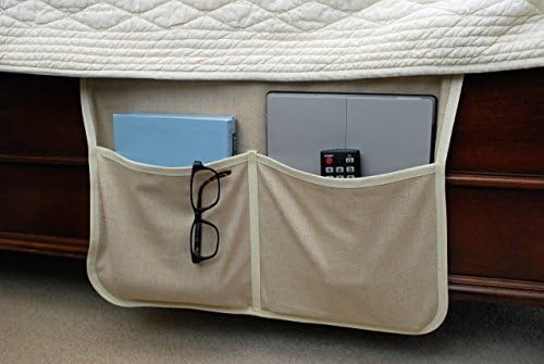 Bedside Pocket Caddy Fabric Organizer -- Natural Linen