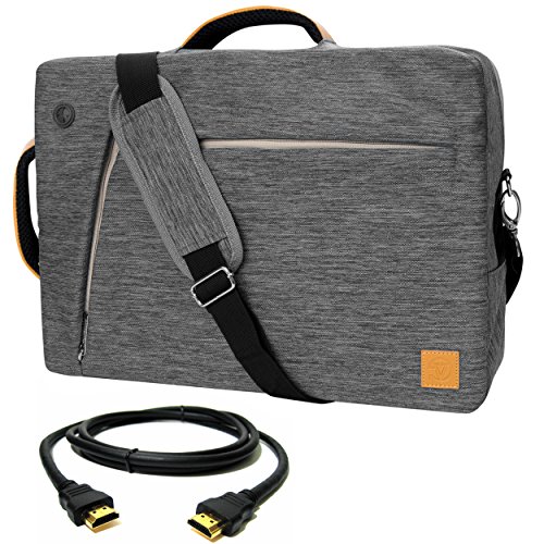 VanGoddy Gray Slate 3-in-1 Hybrid Laptop Bag for MSI CX/WS GT WT/Gaming/Prestige/X Leopard 14â€-15.6in + 12FT HDMI Cable