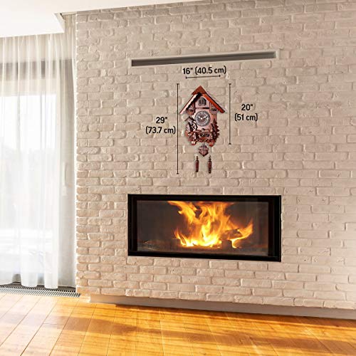 Polaris Clocks Cuckoo Clock in German Style with Night Mode Option (Brown, Water Mill-1) - Thumbnail 3