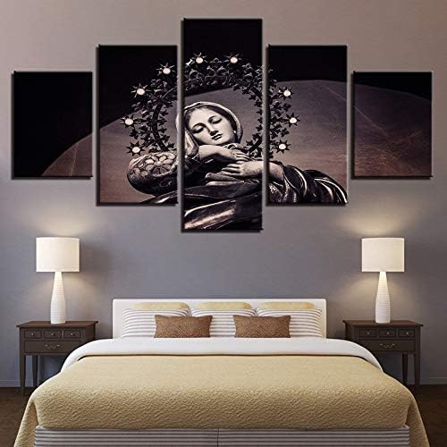 Canvas Painting Wall Art HD Print Home Decor 5 Pieces Virgin Mary Jesus Picture Orthodox Religious Poster Living Room Work No Frame