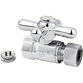 Kingston Brass CC43251X 1/2" Sweat, 3/8" O.D. Comp Straight Shut-Off Valve, Polished Chrome