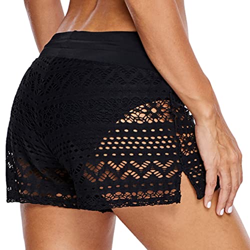 Ulicox Women's Swimming Trunks Beach Shorts Water Sports Quick Drying Summer Hollow Lace Swimming Trunks S-XXXL