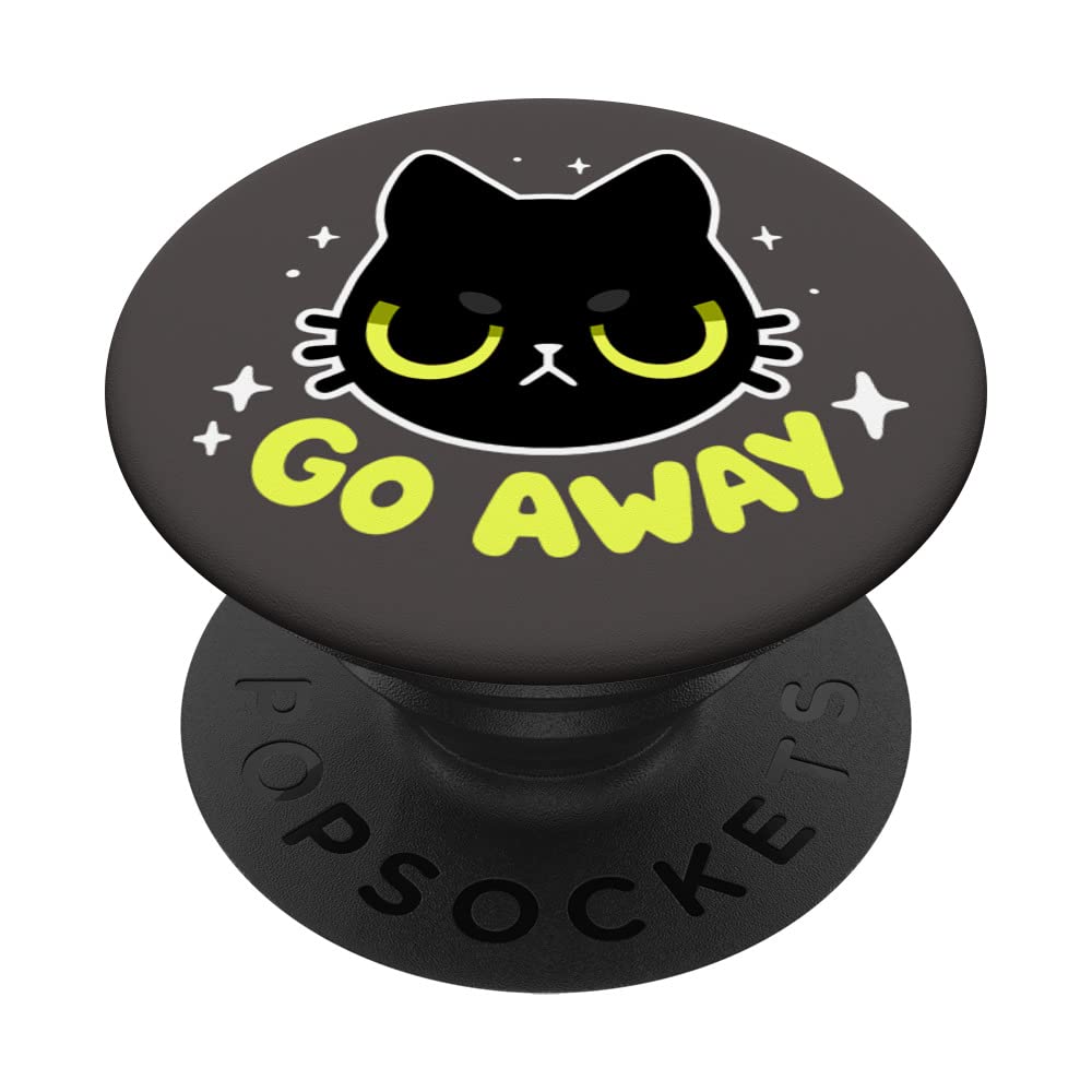 Angry cute cat Go Away PopSockets Swappable PopGrip