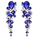 BriLove Women's Wedding Bridal Dangle Earrings Bohemian Boho Crystal Multiple Teardrop Chandelier Long Jewelry Gold-Tone Royal Blue Sapphire Color