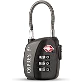 Osprey TSA Approved 3 Dial Cable Luggage Lock, Black | travel organizer, packing cube, toiletry bag, carry on accessory, Black color