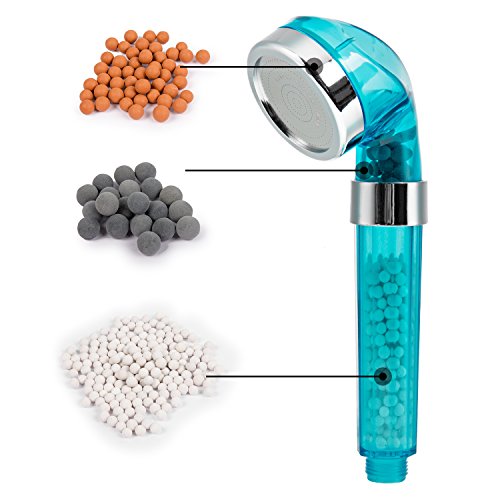 Ionic Filtration Hand Held Shower Head, High Pressure Water Saving Showerhead Anion Energy Ball Filter Spray, Include Adjustable Shower Arm Mount and Stainless Steel Long Hose Combo, Chrome Finish